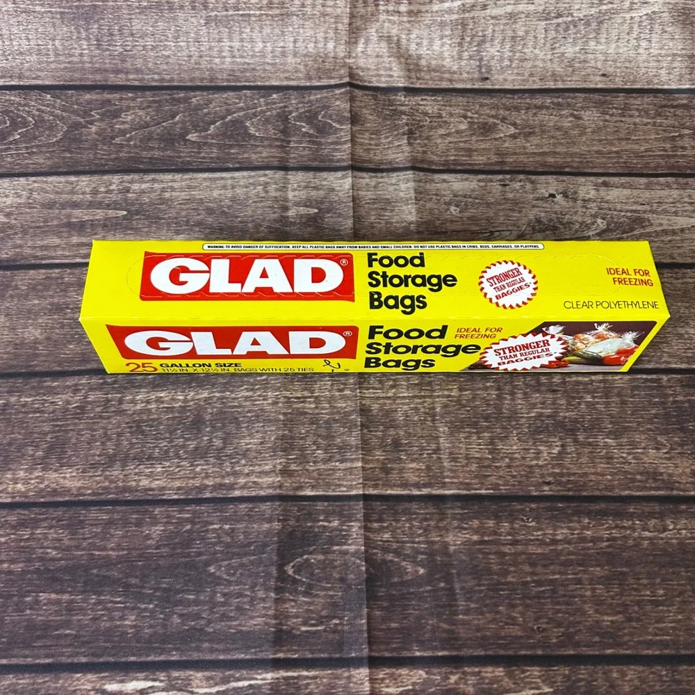 Vintage Glad Food Storage Bags 25 Gallon Size Clear Polyethylene Made in USA NEW